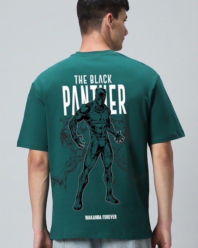 Shop Men's Green Wakanda Forever Graphic Printed Oversized T-shirt-Front