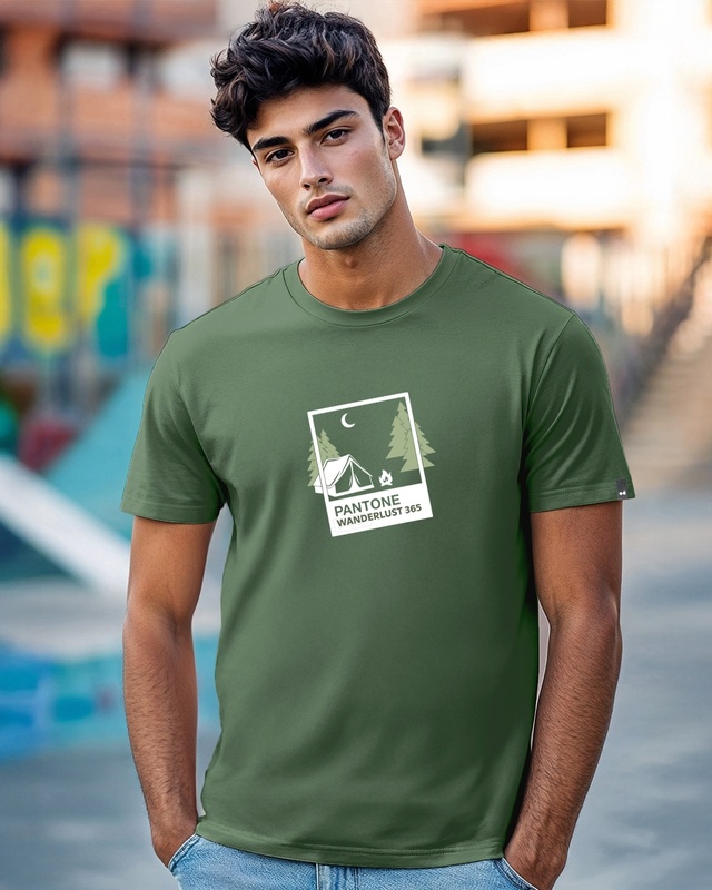 Shop Men's Green Wanderlust 365 Graphic Printed T-shirt-Front