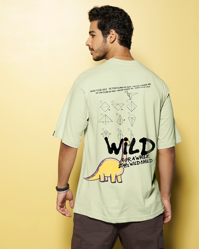 Shop Men's Green Wild Graphic Printed Oversized T-shirt-Front
