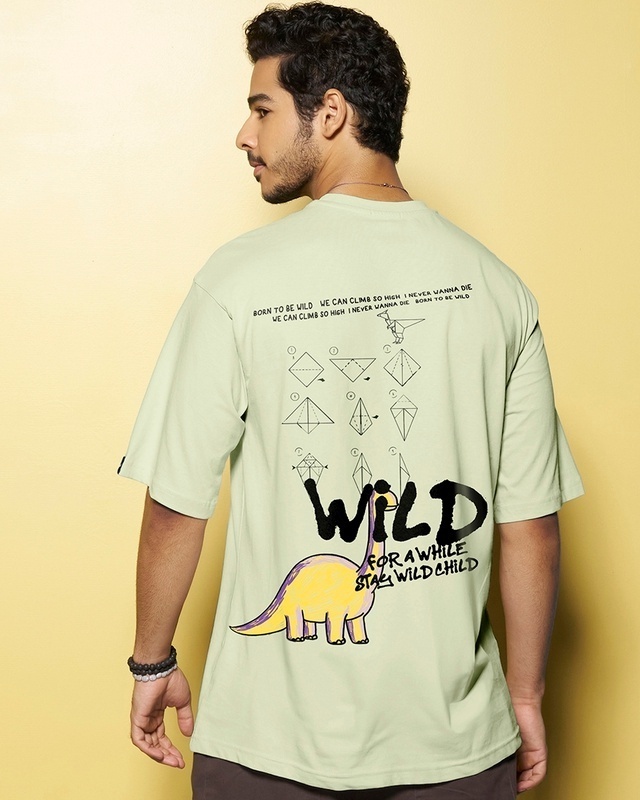 Shop Men's Green Wild Graphic Printed Oversized T-shirt-Front