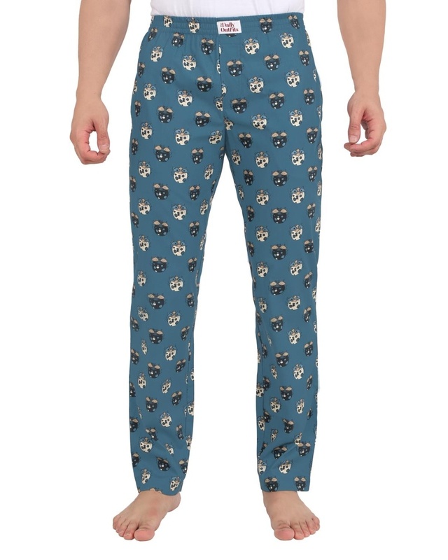 Shop Men's GreenCockrified Printed Pyjama-Front