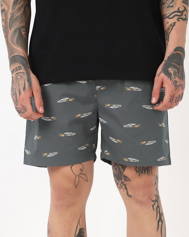 Shop Men's Grey All Over Printed Boxers-Front