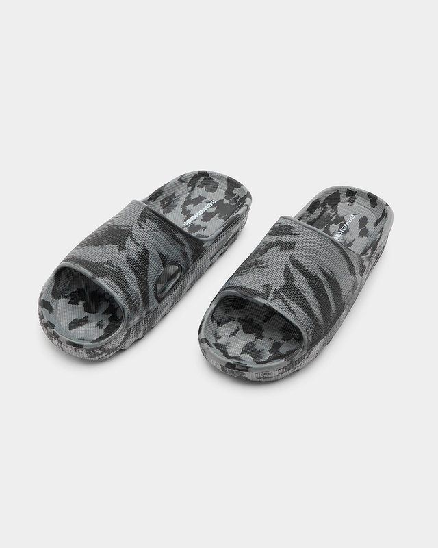 Shop Men's Grey & Black Printed Zig Zag Sliders-Front