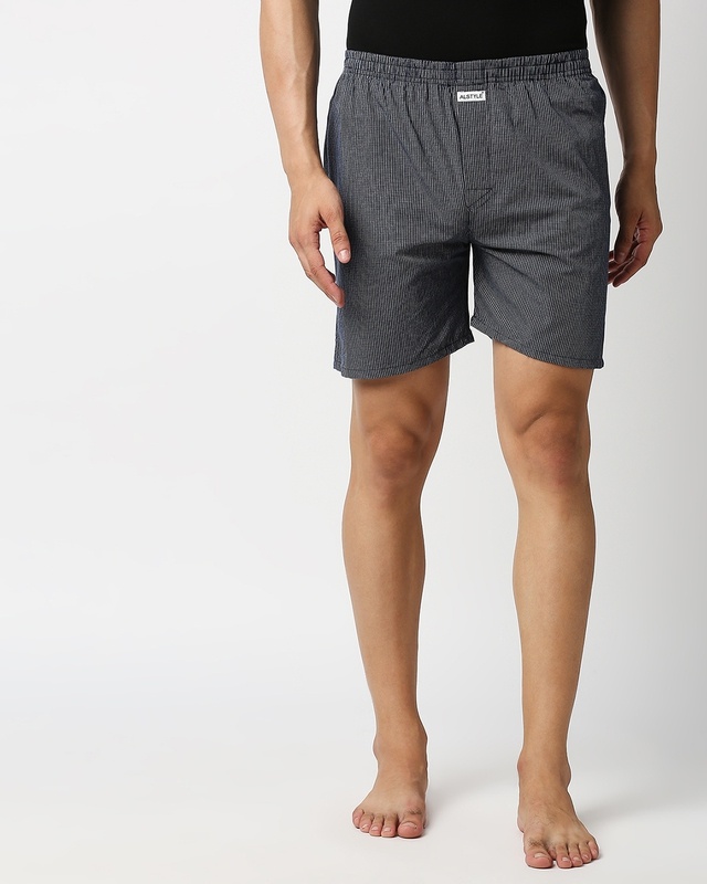 Shop Men's Grey Checked Boxers-Front