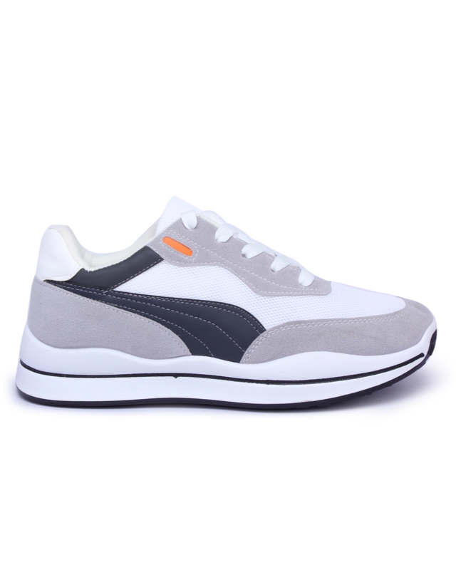 Shop Men's Grey Color Block Lace-Up Sneakers-Front