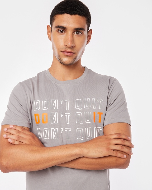 Shop Men's Grey Don't Quit Typography T-shirt-Front
