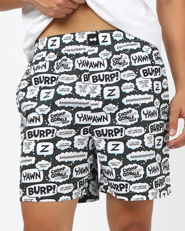 Shop Men's Grey Garfield All Over Printed Boxers-Front