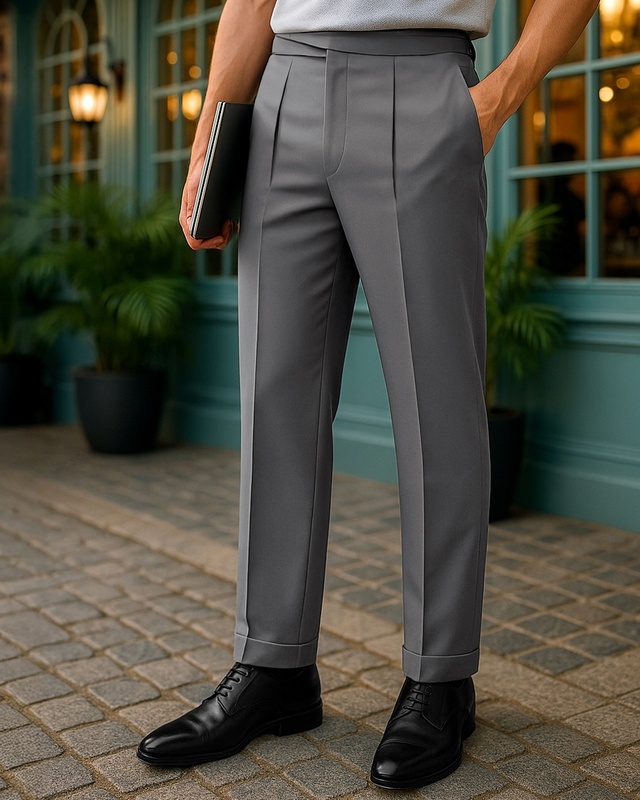 Shop Men's Grey Gurkha Pants-Front