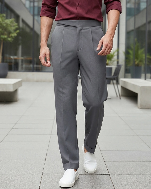 Shop Men's Grey Gurkha Pants-Front