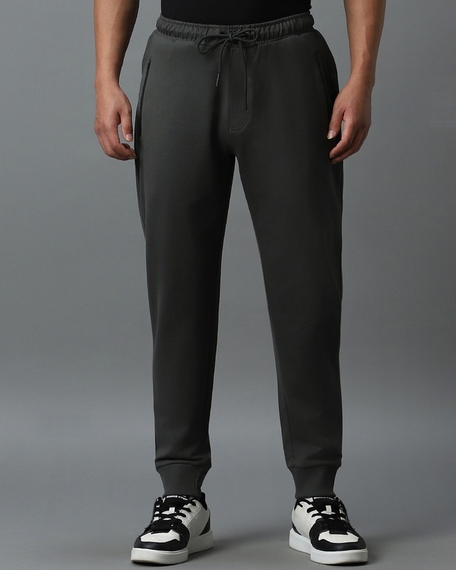 Shop Men's Grey Joggers-Front