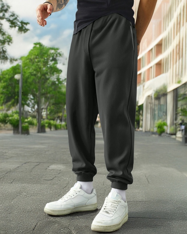 Shop Men's Grey Joggers-Front