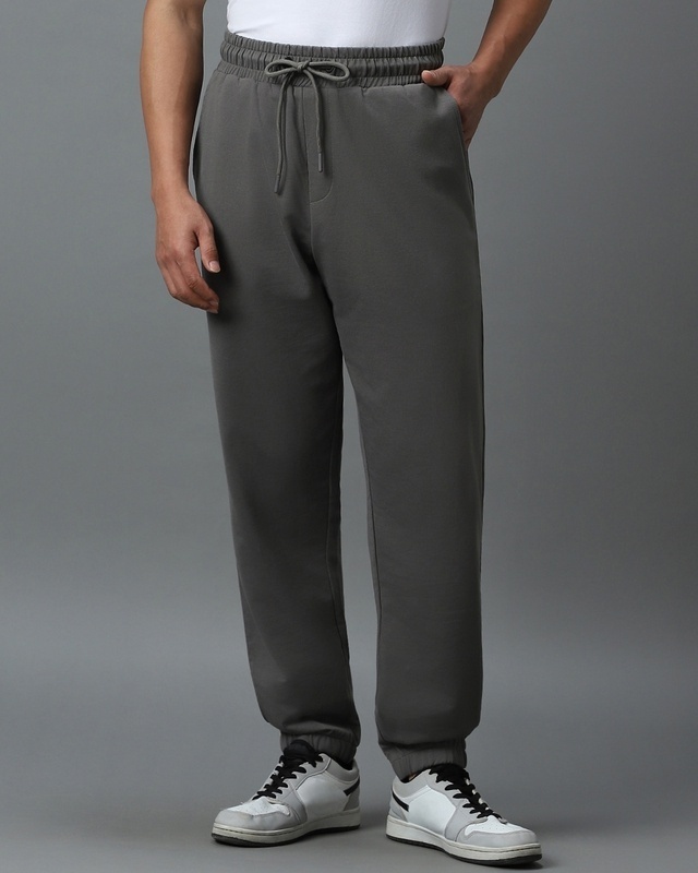 Shop Men's Grey Oversized Joggers-Front