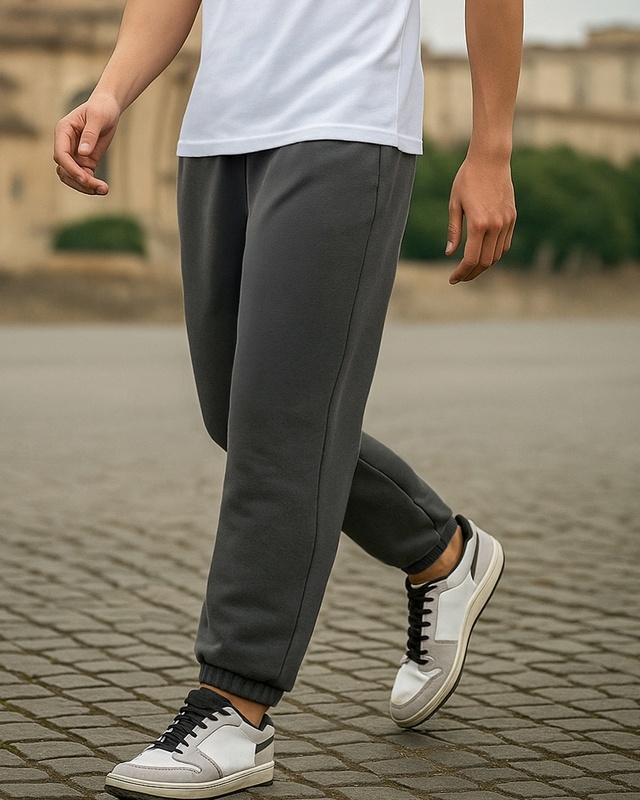 Shop Men's Grey Oversized Joggers-Front