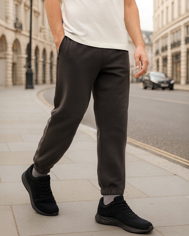 Shop Men's Grey Oversized Joggers-Front