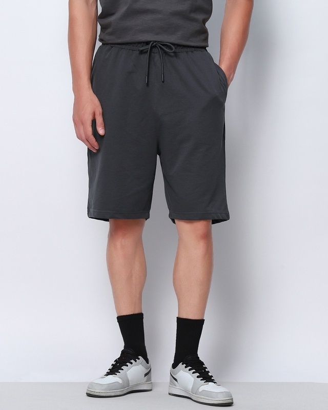 Shop Men's Grey Oversized Shorts-Front