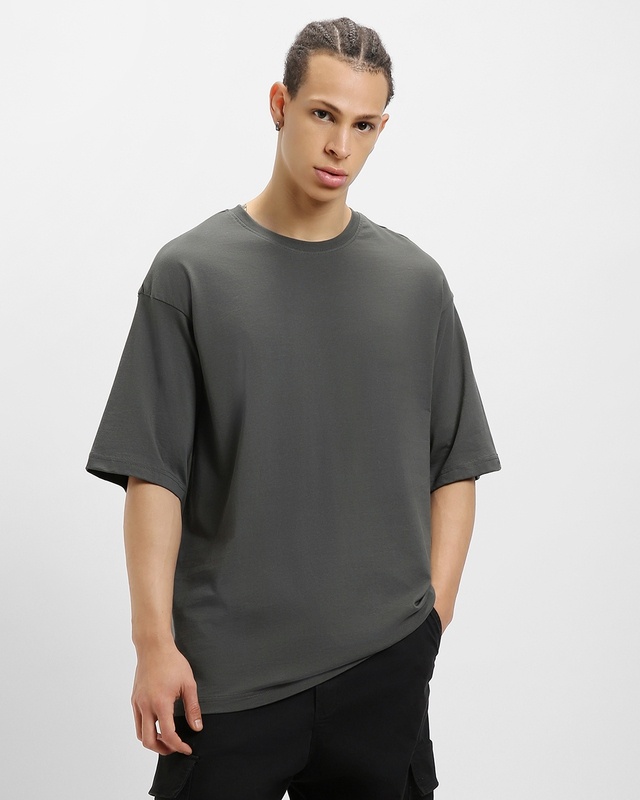 Shop Men's Grey Oversized T-shirt-Front