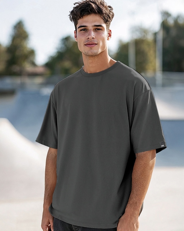 Shop Men's Grey Oversized T-shirt-Front