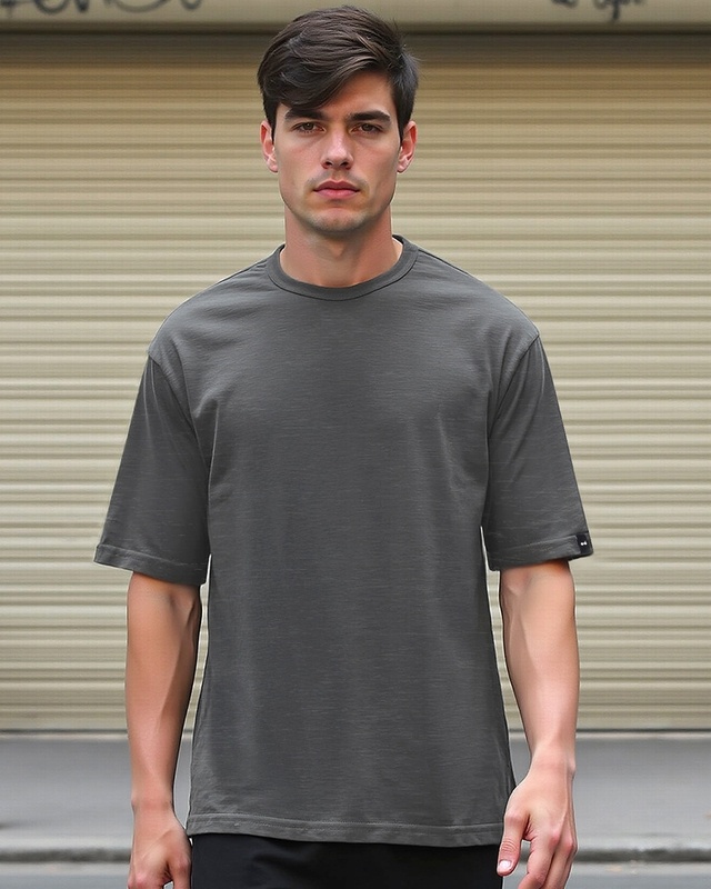 Shop Men's Grey Oversized T-shirt-Front