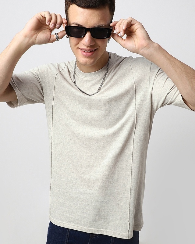 Shop Men's Grey Oversized T-shirt-Front