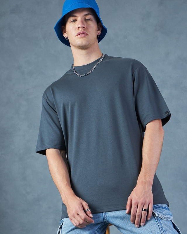 Shop Men's Grey Oversized T-shirt-Front