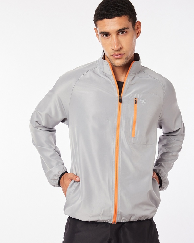 Shop Men's Grey Performance Relaxed Fit Jacket-Front