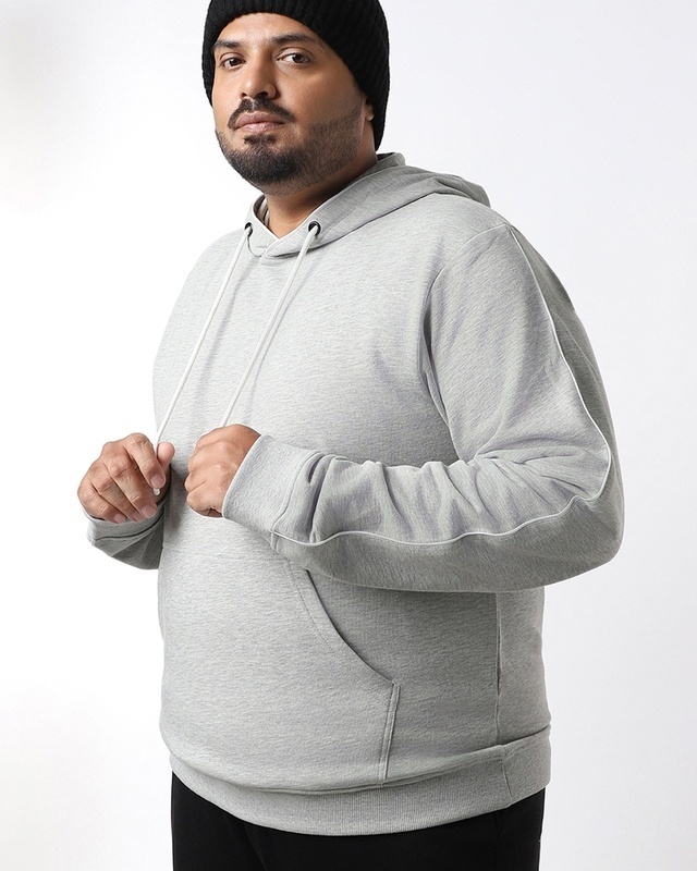 Shop Men's Grey Plus Size Hoodies-Front