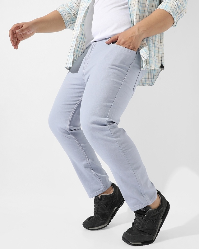 Shop Men's Grey Plus Size Jeans-Front