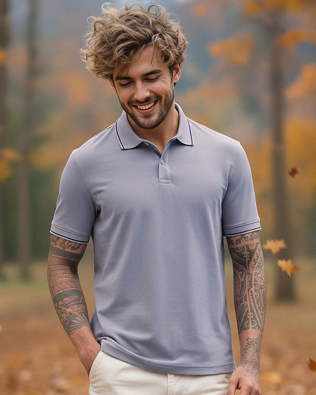 Shop Men's Grey Polo T-shirt-Front