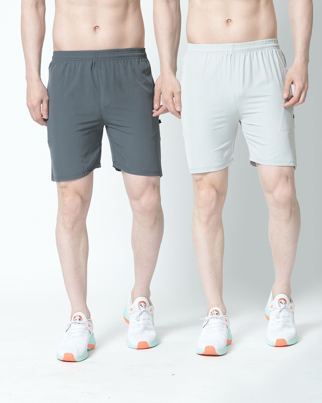 Shop Pack of 2 Men's Grey Shorts-Front