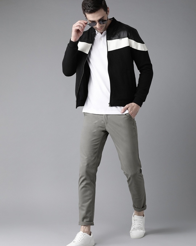 Shop Men's Grey Slim Fit Chinos-Front