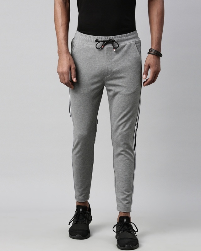 Shop Men's Grey Slim Fit Jogger-Front