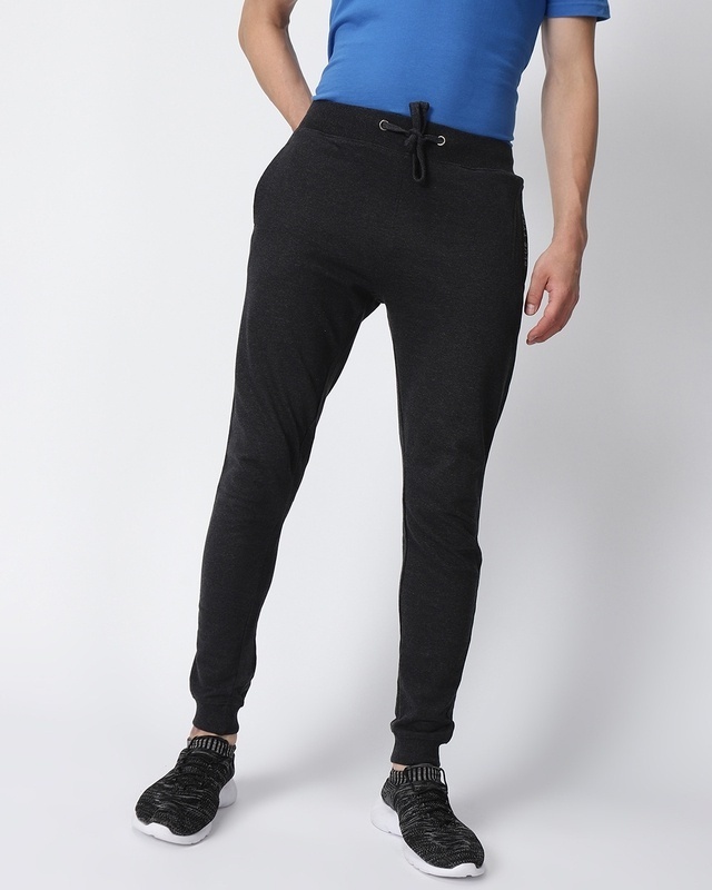 Shop Men's Grey Slim Fit Trackpant-Front