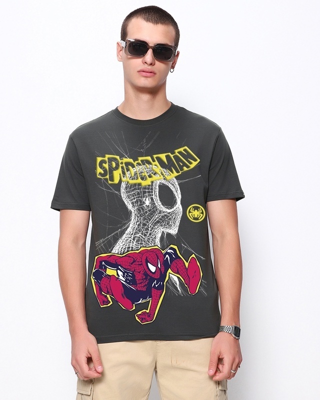 Shop Men's Grey Spider Sense Graphic Printed T-shirt-Front