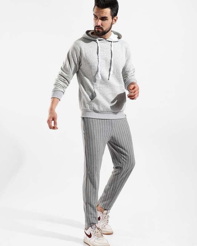 Shop Men's Grey Striped Tracksuit-Front