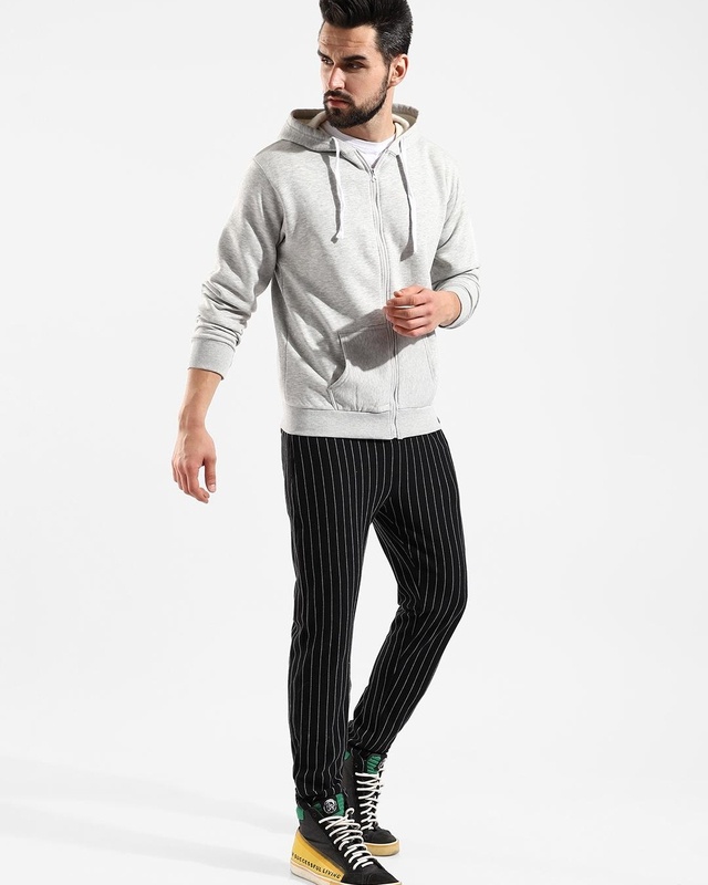 Shop Men's Grey Striped Tracksuit-Front