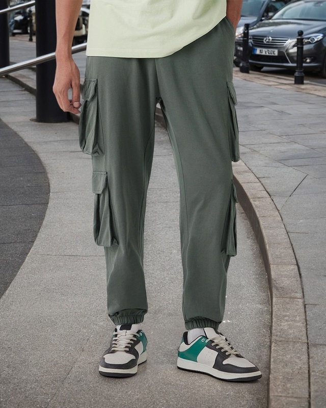 Men's Grey Super Loose Fit Cargo Joggers