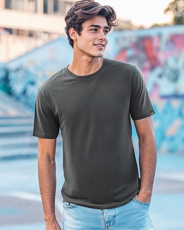 Shop Men's Grey T-shirt-Front