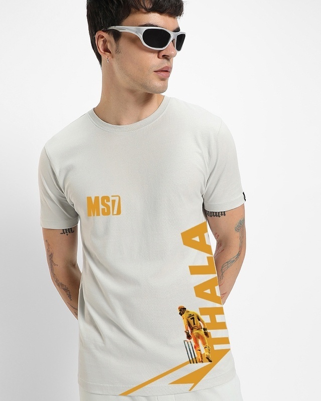 Shop Men's Grey Thala Graphic Printed T-shirt-Front