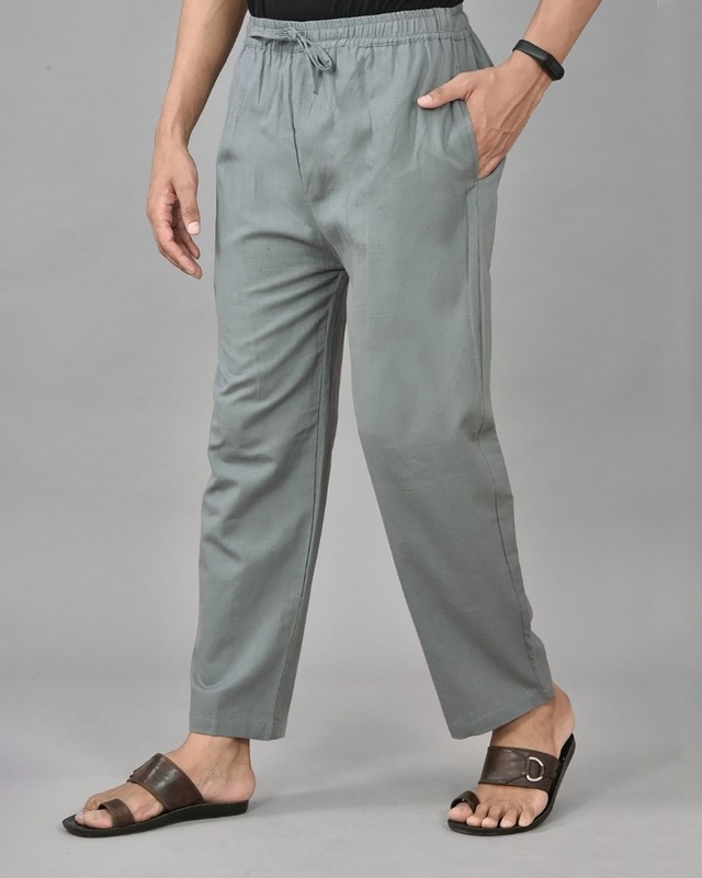 Shop Men's Grey Casual Pants-Front
