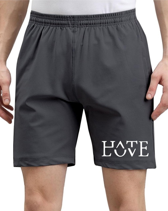 Shop Men's Grey Typography Shorts-Front