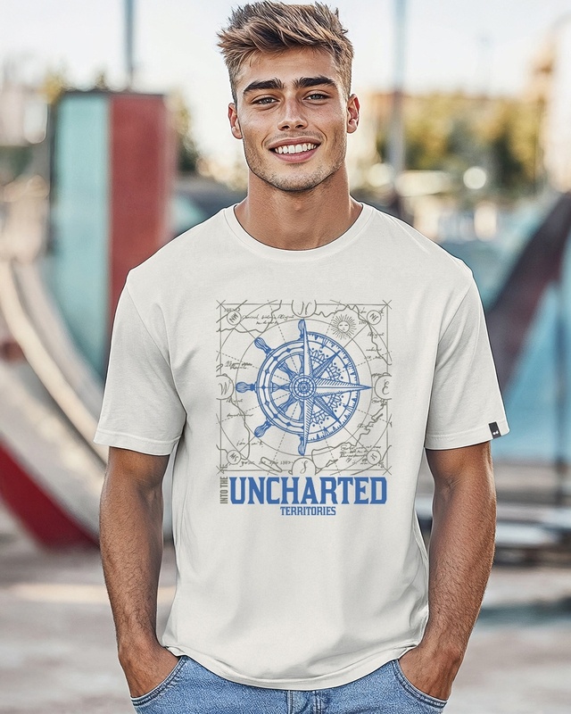 Shop Men's Grey Uncharted Graphic Printed T-shirt-Front