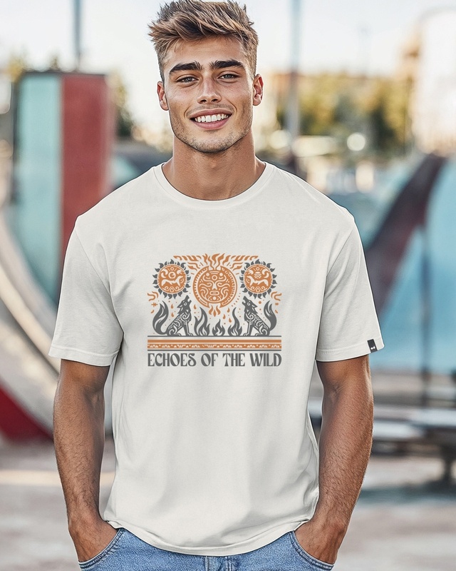 Shop Men's Grey Wild Echoes Graphic Printed T-shirt-Front
