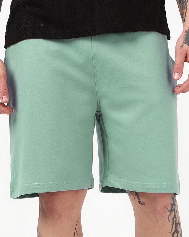 Shop Men's Iceberg Green Oversized Shorts-Front