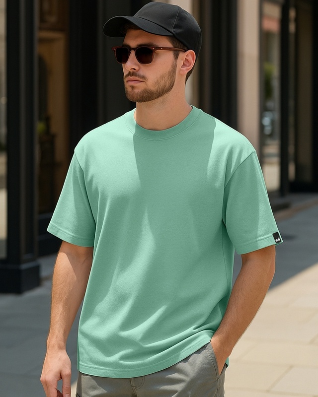 Shop Men's Iceberg Green Oversized T-shirt-Front