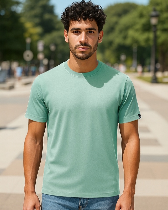 Men's Iceberg Green T-shirt-Front Bewakoof Shop Men's Iceberg Green T-shirt-Front