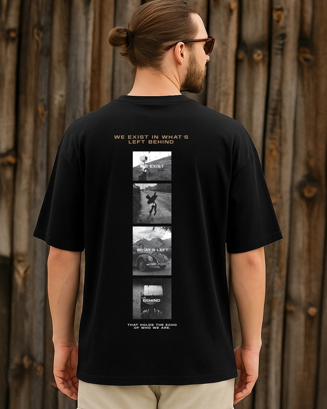 Shop Men's Jet Black Archive DNA Graphic Printed Oversized T-shirt-Front