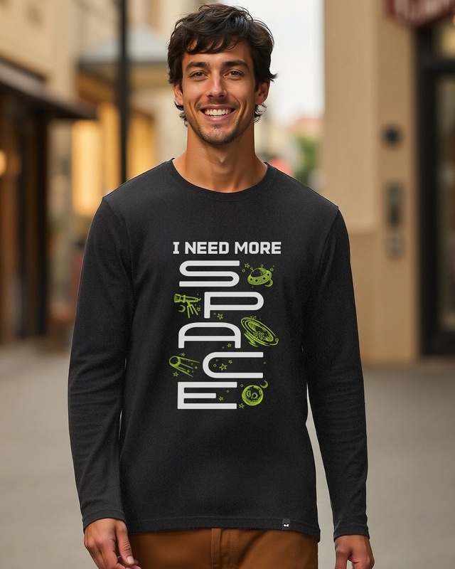 Shop Men's Jet Black I Need More Space Graphic Printed T-shirt-Front