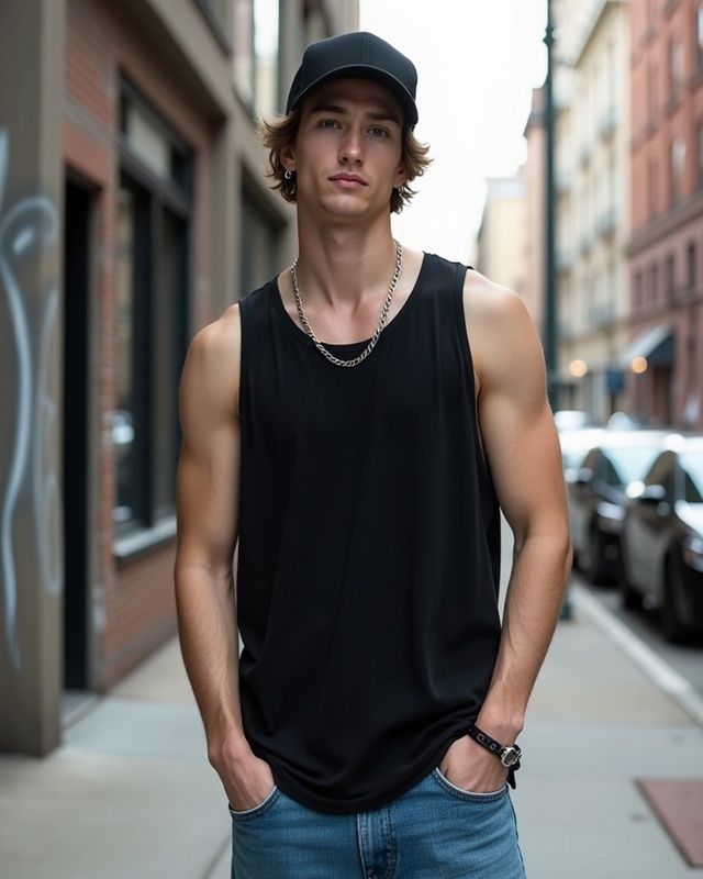 Shop Men's Jet Black Vest-Front