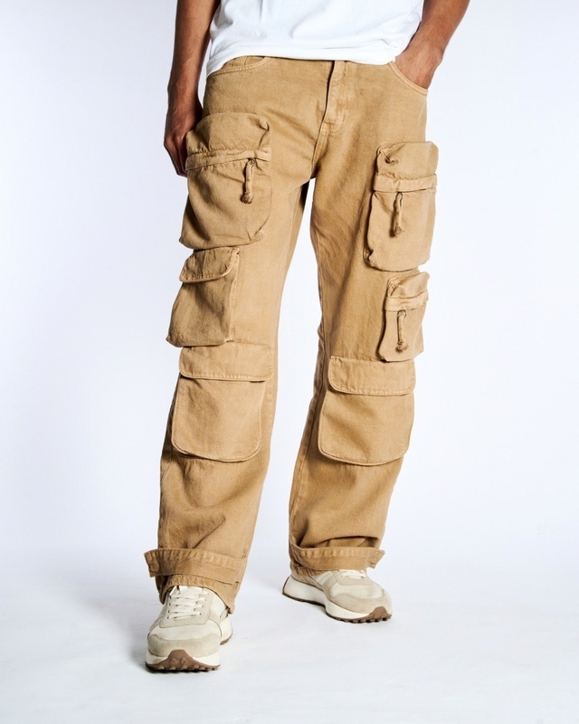 Shop Men's Khaki Cargo Pants-Front