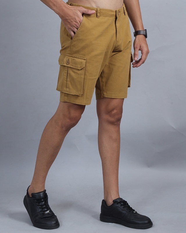 Shop Men's Khaki Cargo Shorts-Front